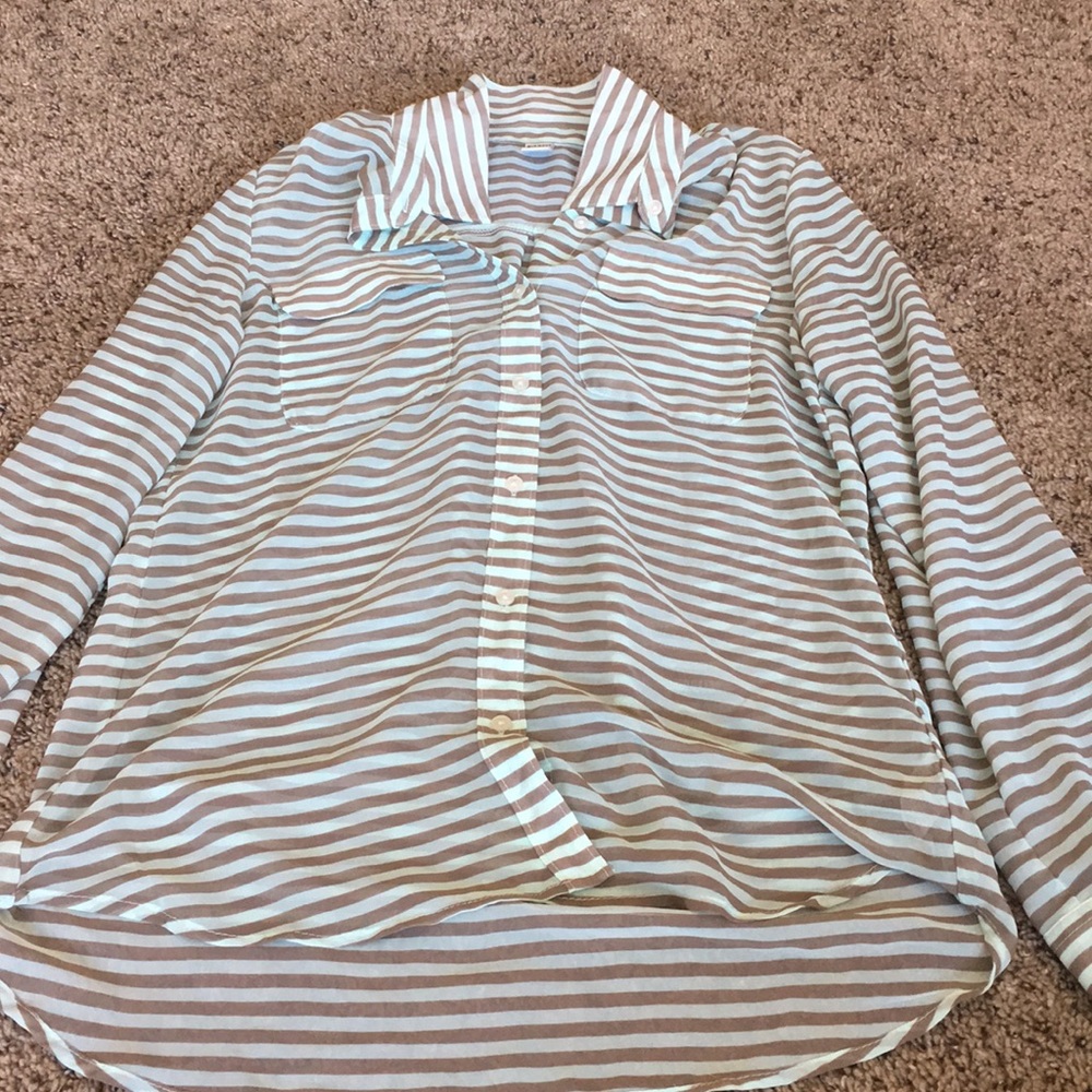 Striped button down blouse